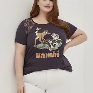 Torrid Disney Bambi Top Hi Low Sheer Lace